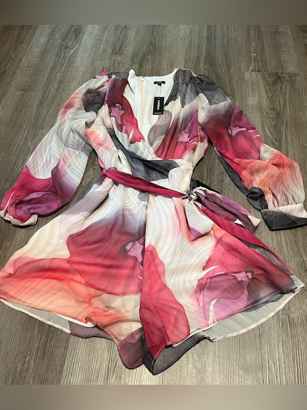 Express  Beautiful detailed Long Sleeve Romper NWT